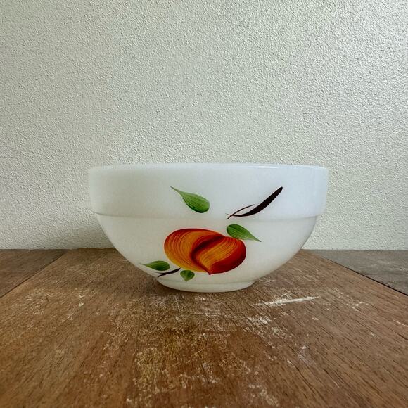 Gay Fad FIRE KING # 10 Oven Ware White Glass Fruit Pattern Mixing Bowl - Picture 3 of 7